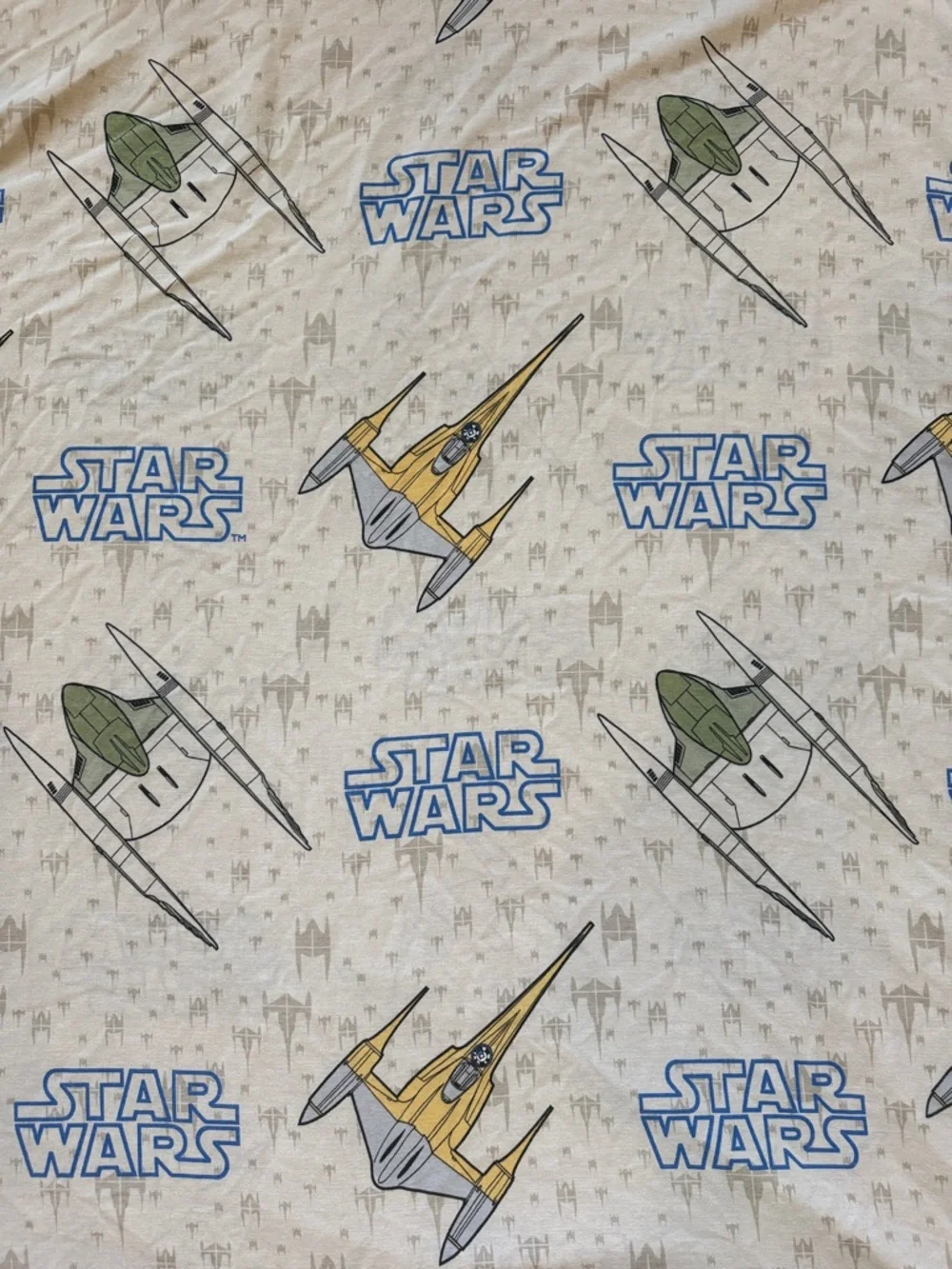 STAR WARS Phantom Menace Starfighter TWIN Flat Sheet ONLY 1999 Vintage